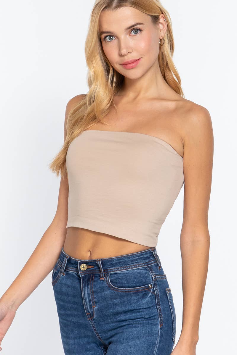Fitted Crop Tube Cotton Spandex Top