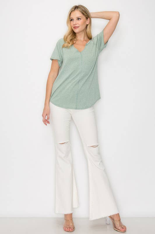 Women's Solid V-Neck Top