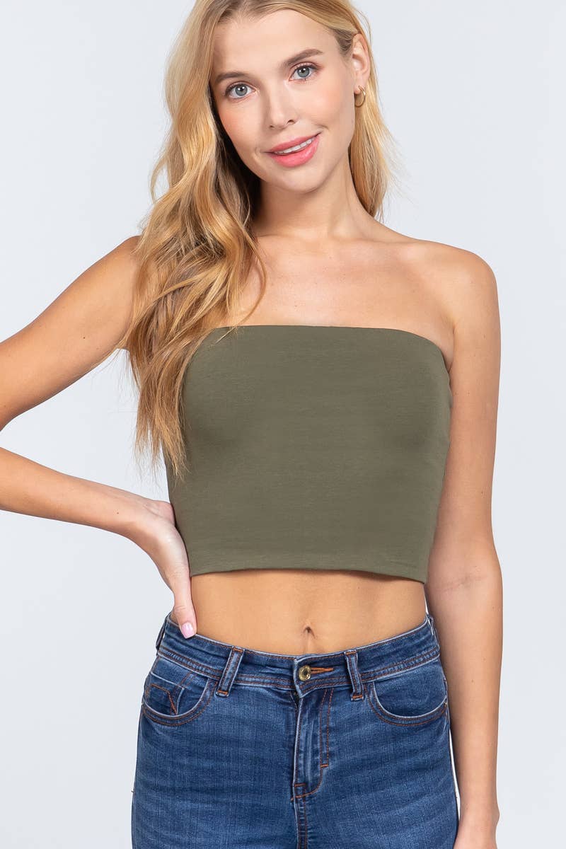 Fitted Crop Tube Cotton Spandex Top
