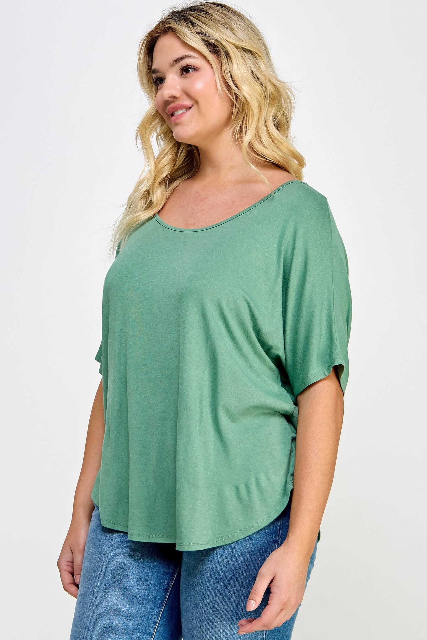 Plus Size Dolman Tee with Back Cutout