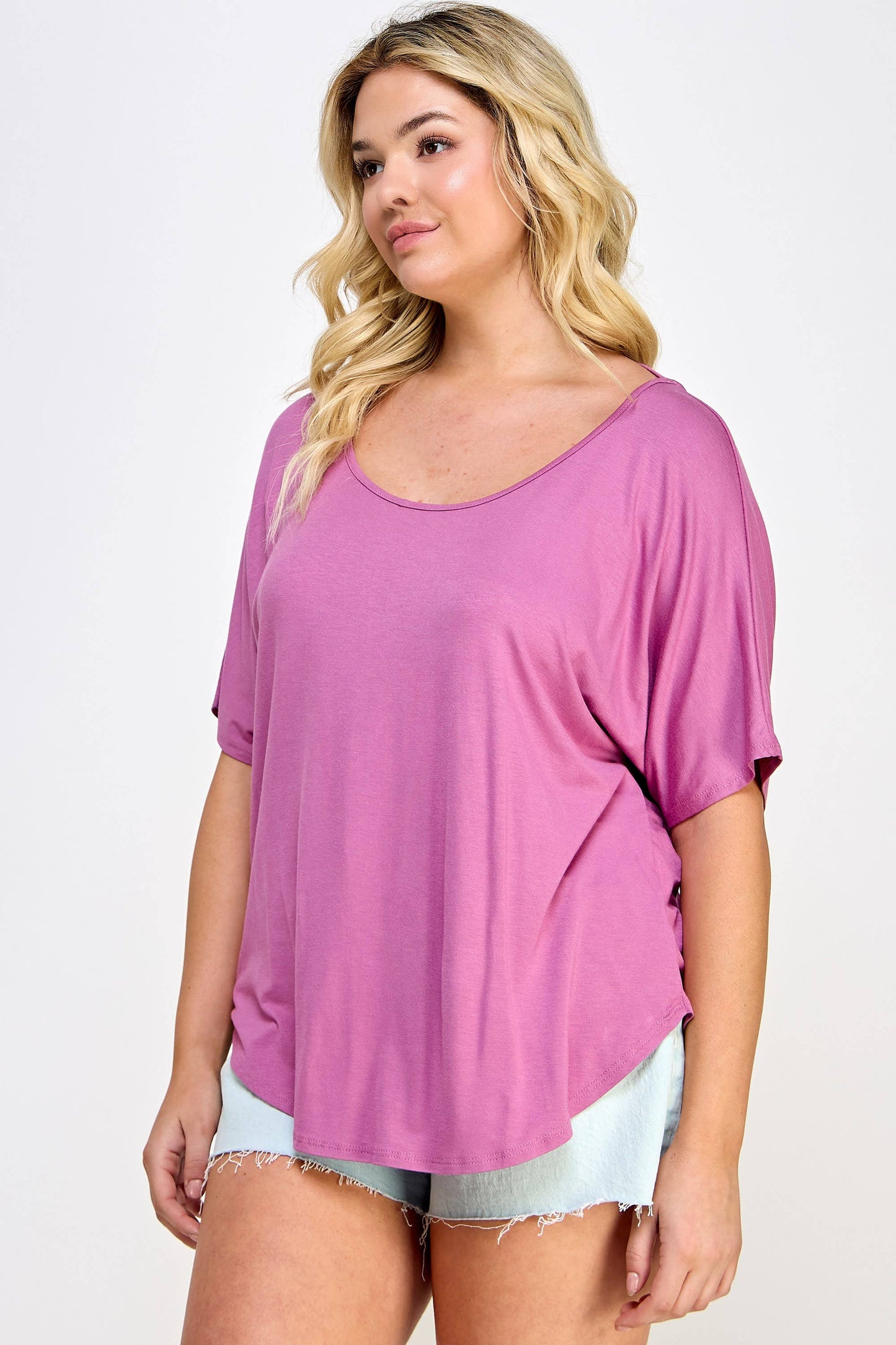 Plus Size Dolman Tee with Back Cutout