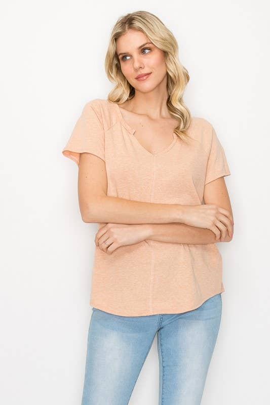 Women's Solid V-Neck Top