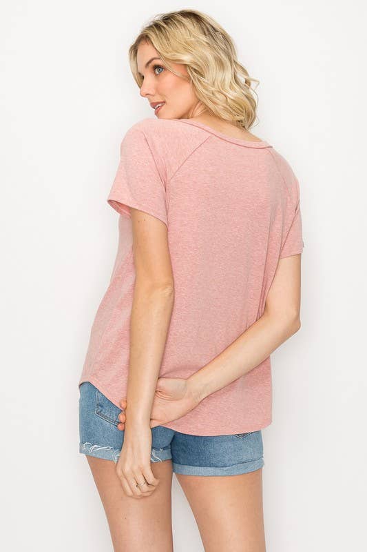 Women's Solid V-Neck Top