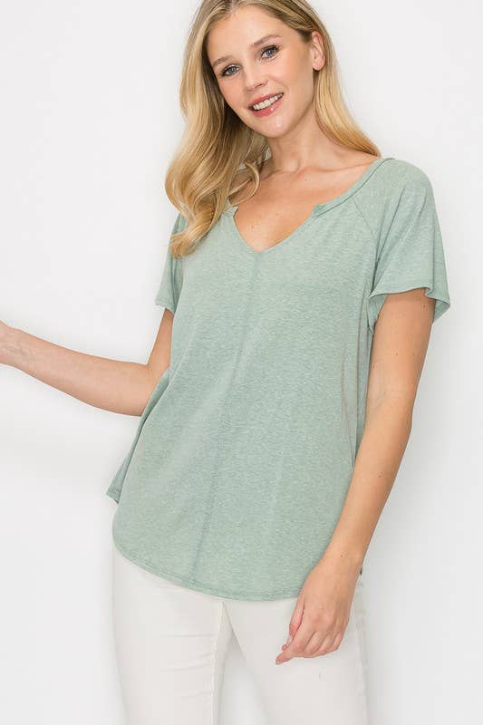 Women's Solid V-Neck Top