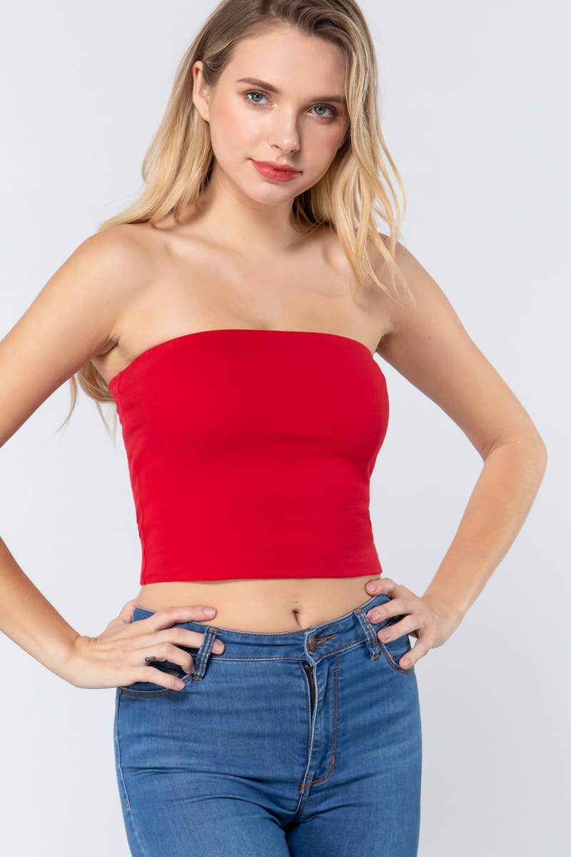 Fitted Crop Tube Cotton Spandex Top