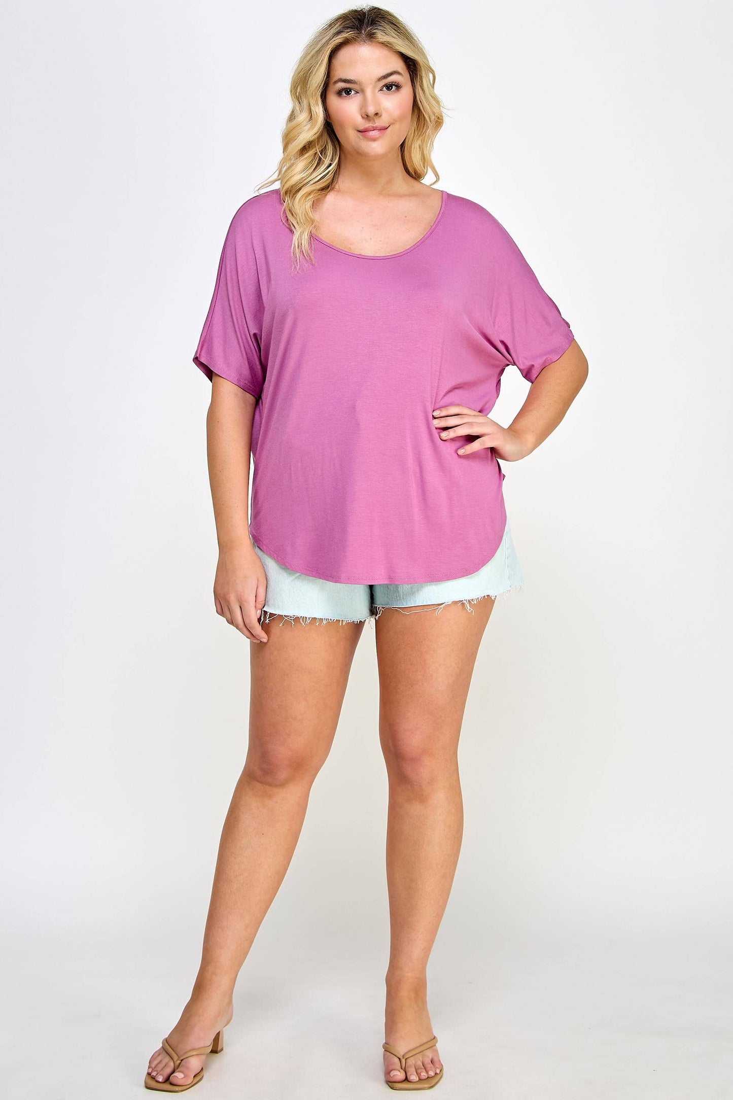 Plus Size Dolman Tee with Back Cutout