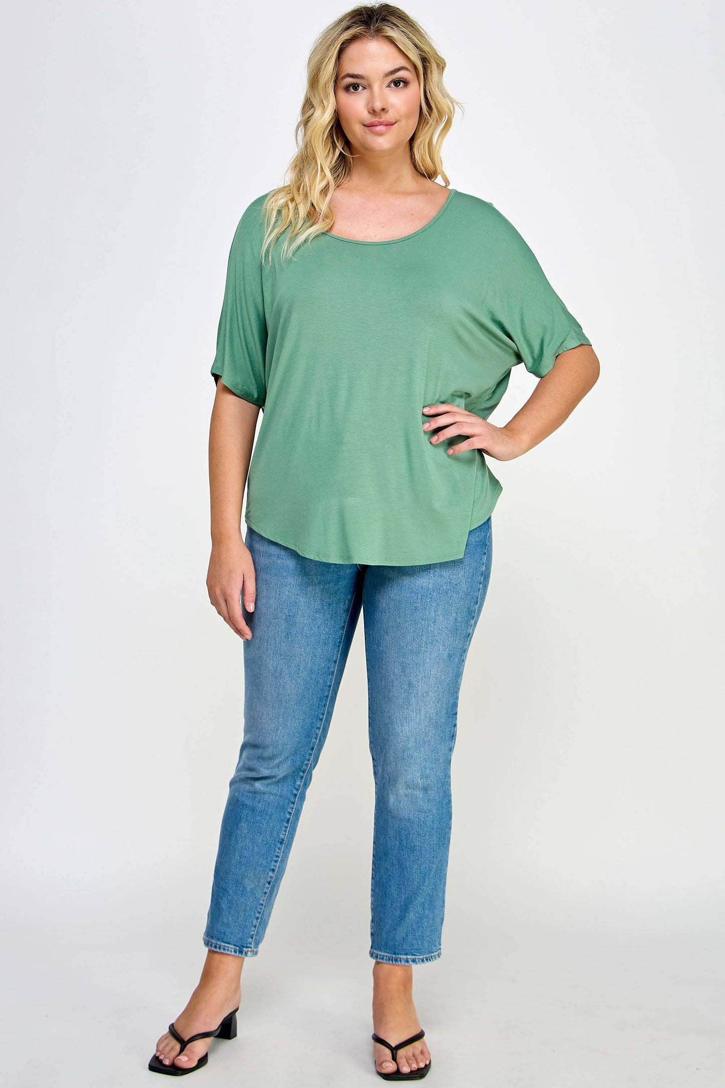 Plus Size Dolman Tee with Back Cutout