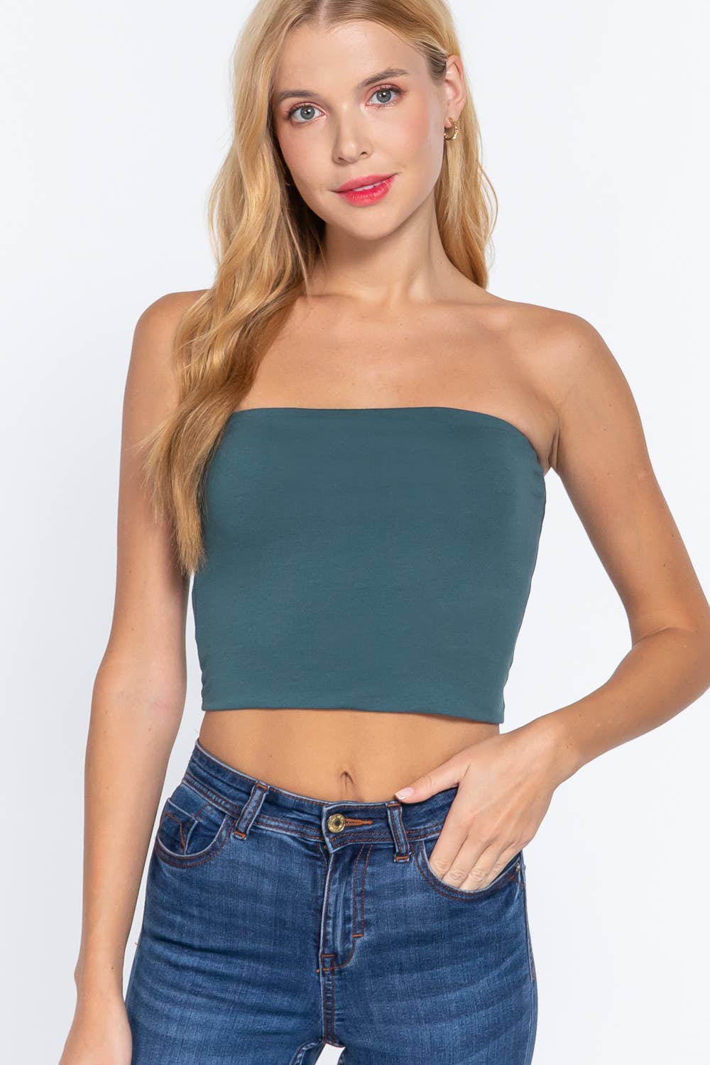 Fitted Crop Tube Cotton Spandex Top