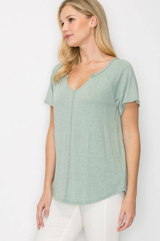 Women's Solid V-Neck Top