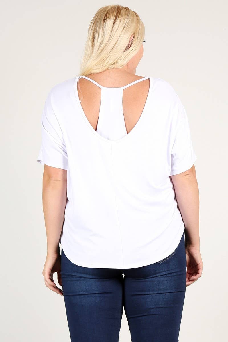 Plus Size Dolman Tee with Back Cutout