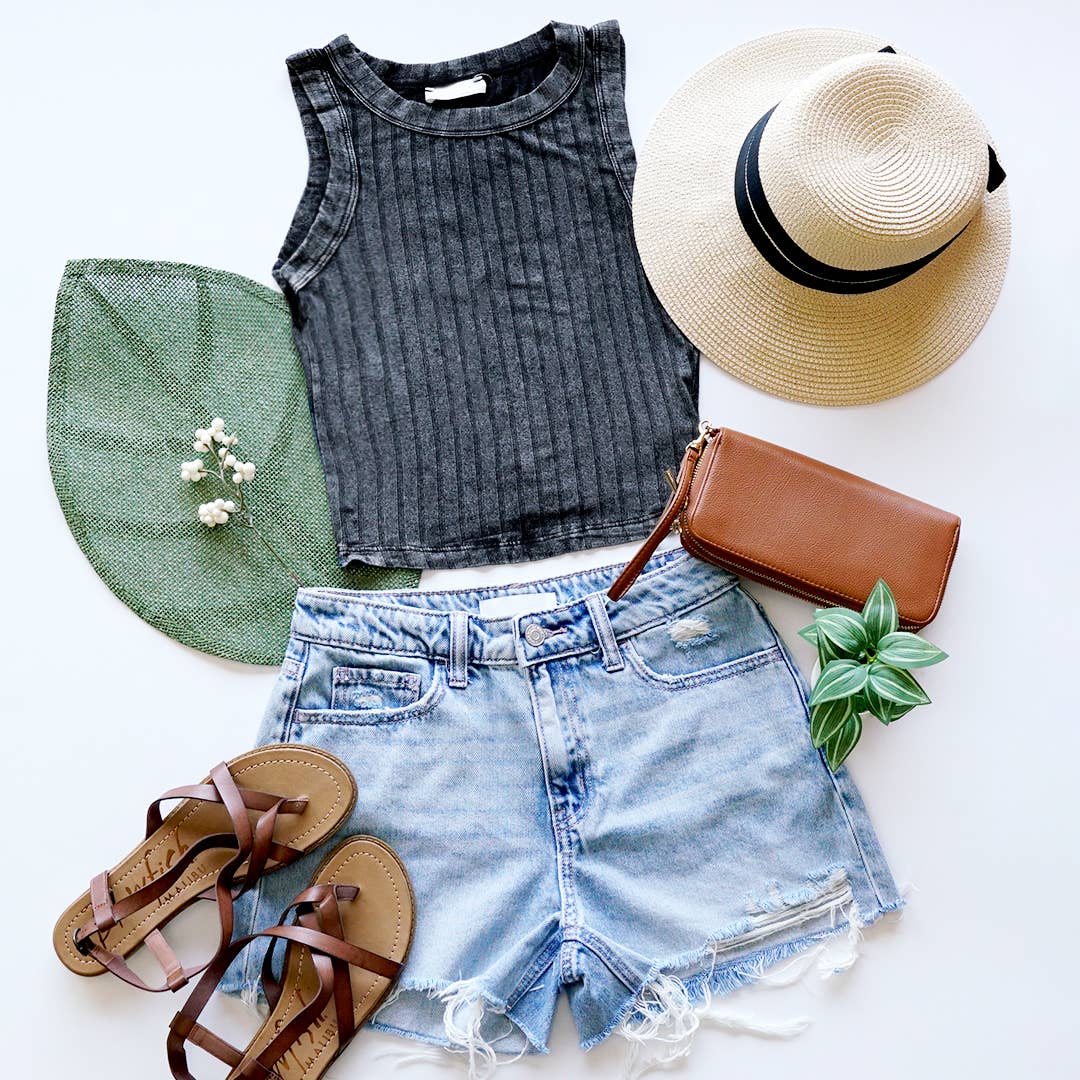 Ribbed Sleeveless Crop Tank Top