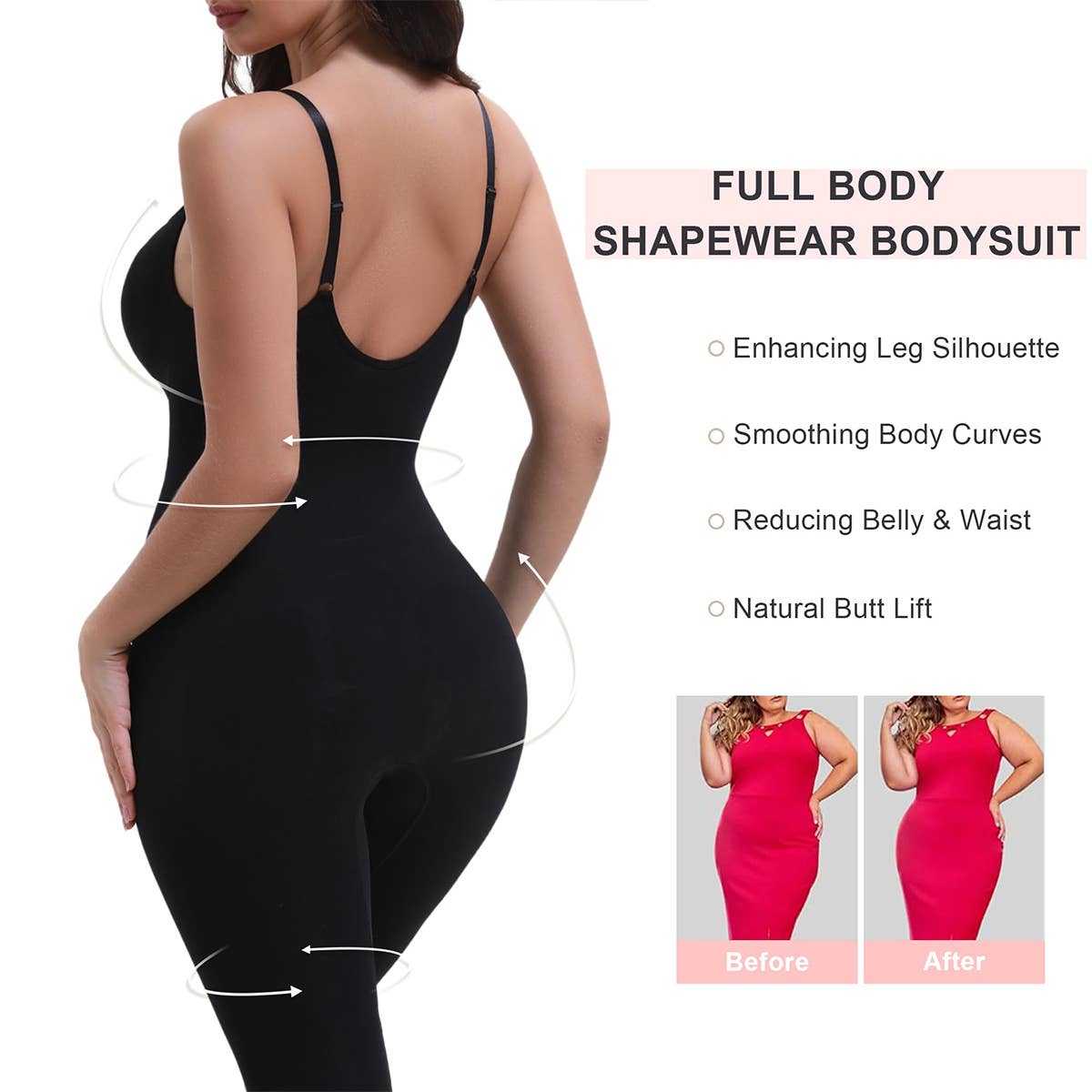 SHAPERX  Full Body Bodysuit Tummy Control Shapewear