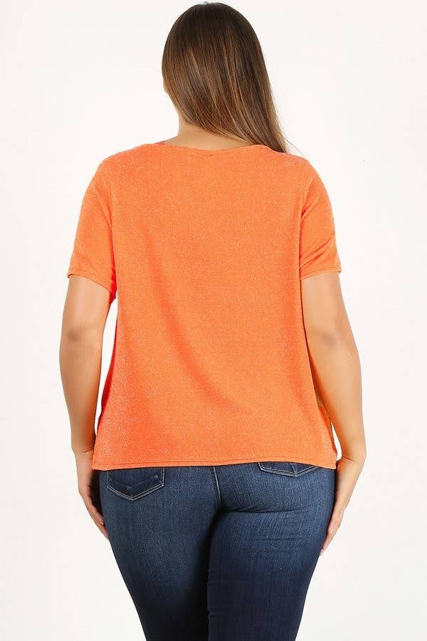 Plus Size Women's Metallic Knotted Front Top