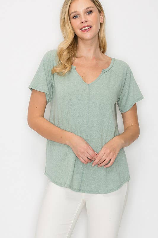 Women's Solid V-Neck Top