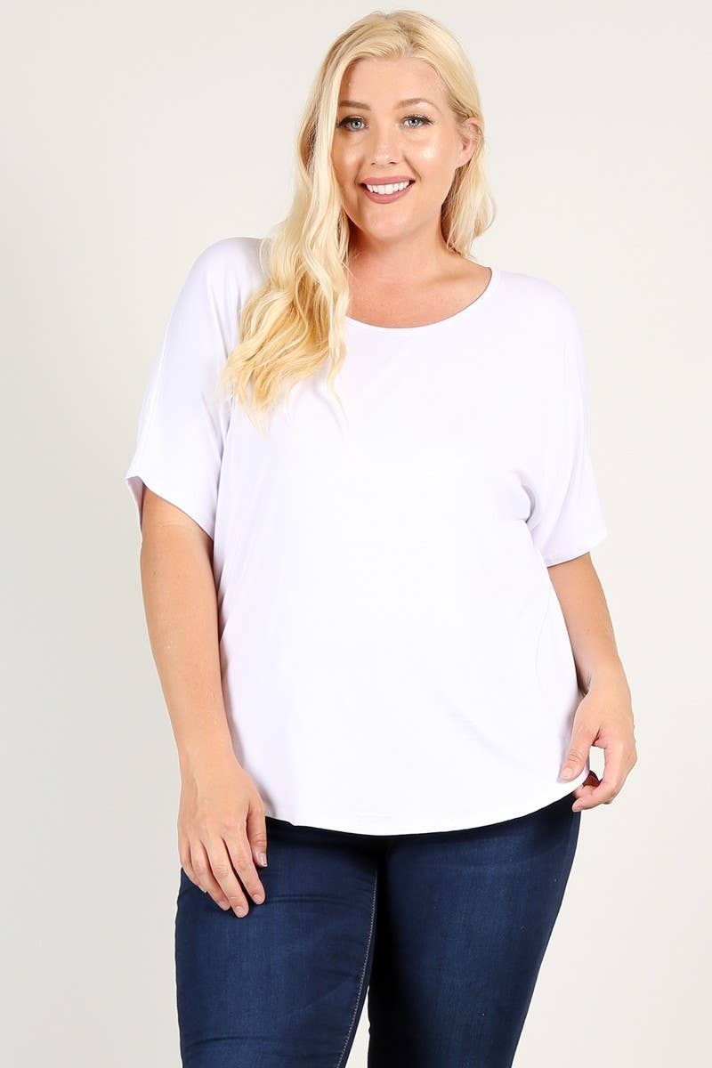 Plus Size Dolman Tee with Back Cutout