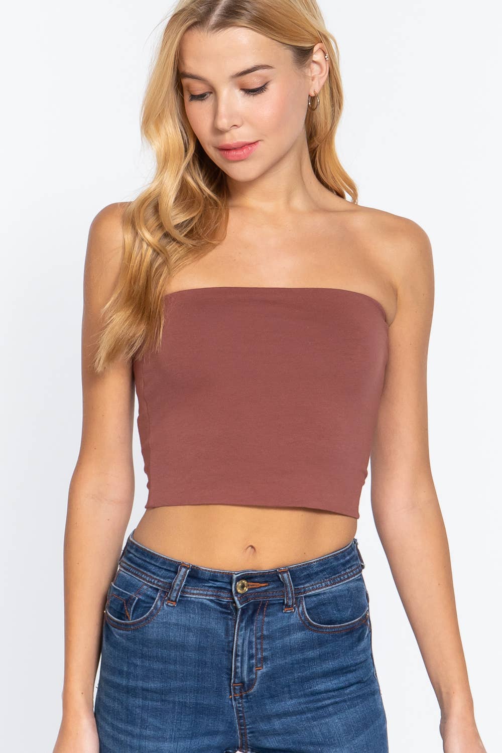 Fitted Crop Tube Cotton Spandex Top