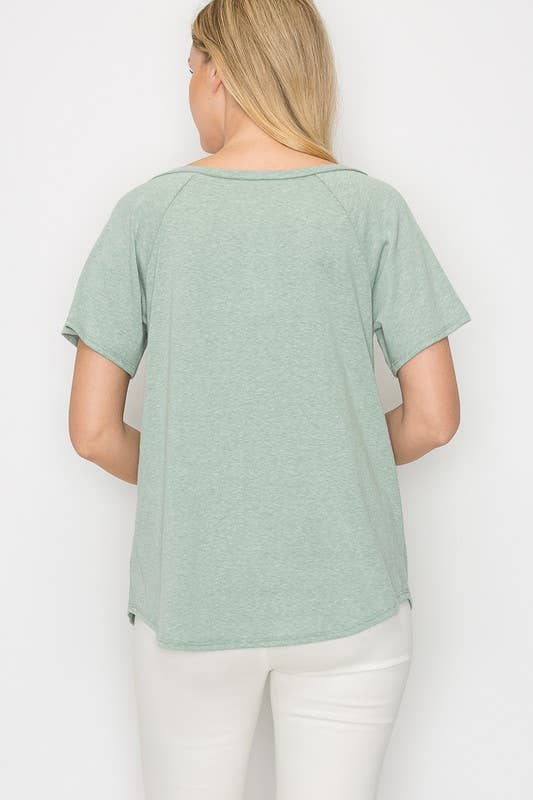 Women's Solid V-Neck Top