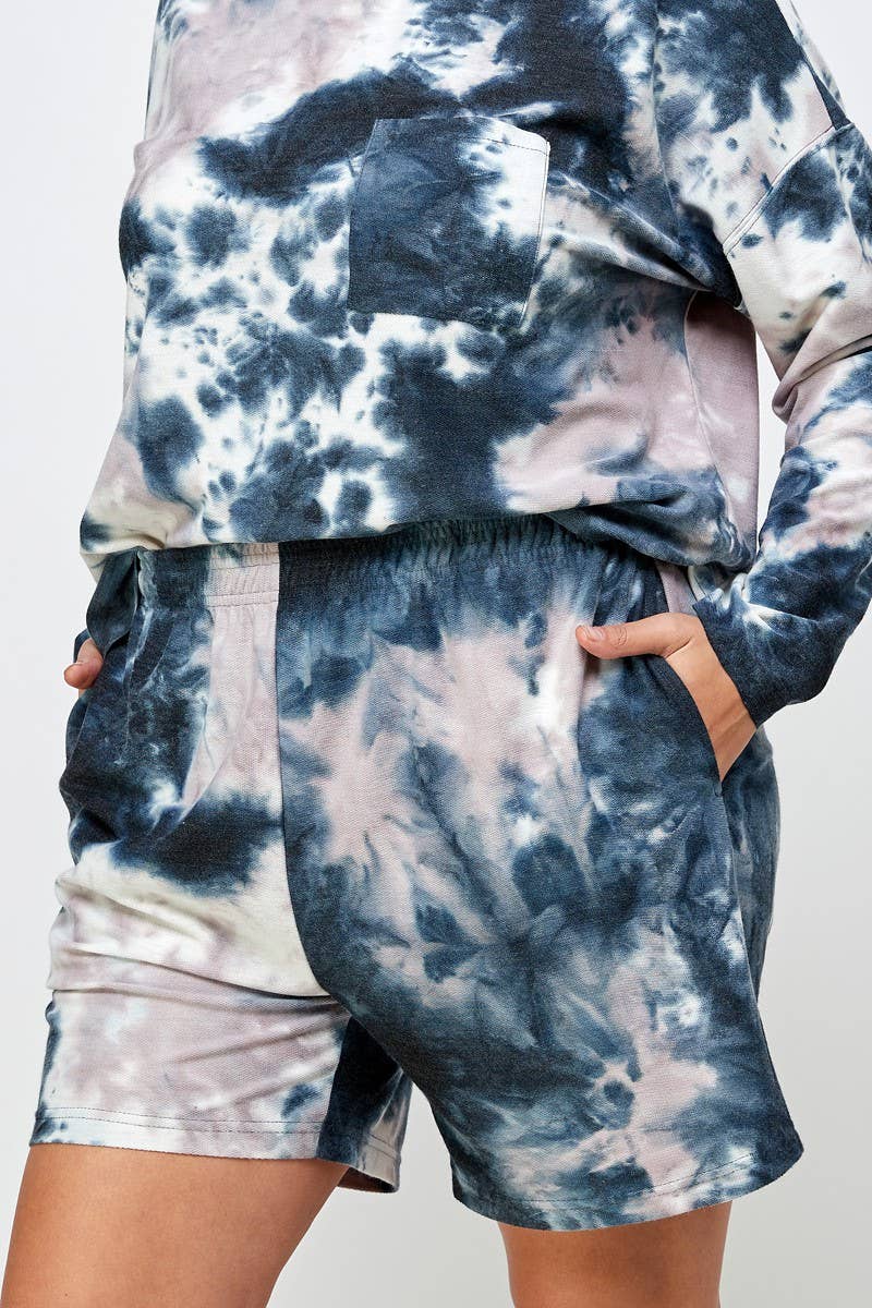 Plus Size Lounge Set Tie Dye Sweatshirt and Shorts