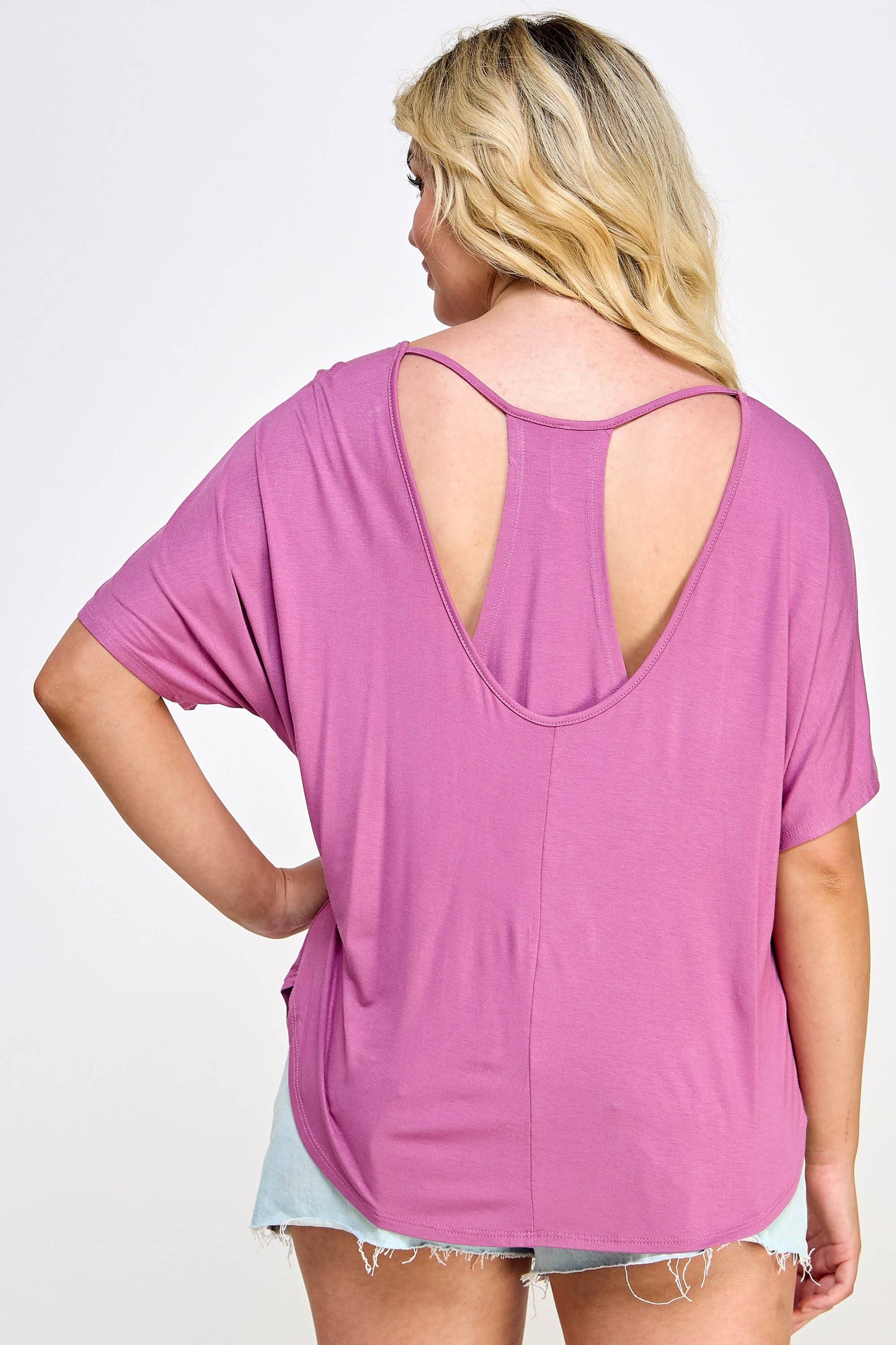 Plus Size Dolman Tee with Back Cutout