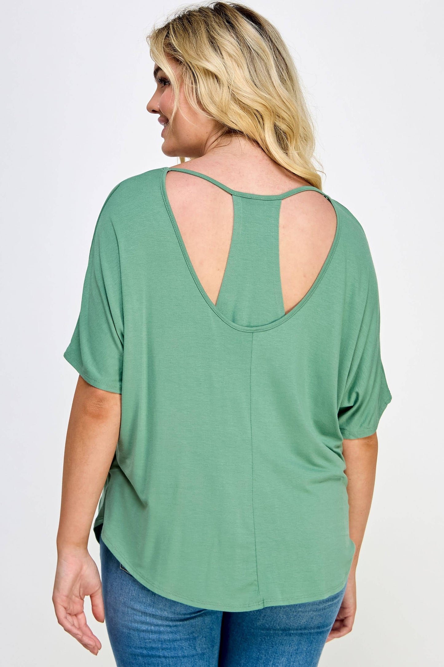 Plus Size Dolman Tee with Back Cutout