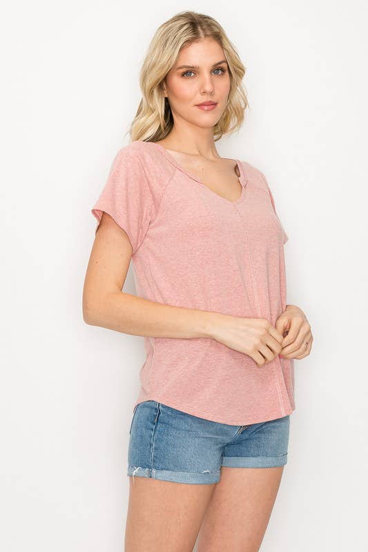Women's Solid V-Neck Top