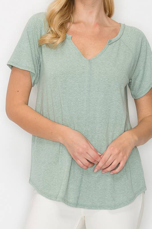 Women's Solid V-Neck Top
