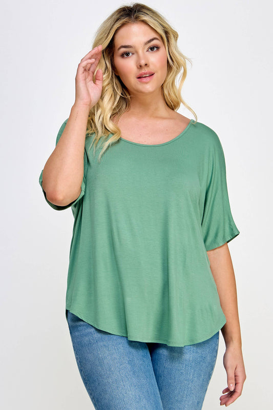 Plus Size Dolman Tee with Back Cutout