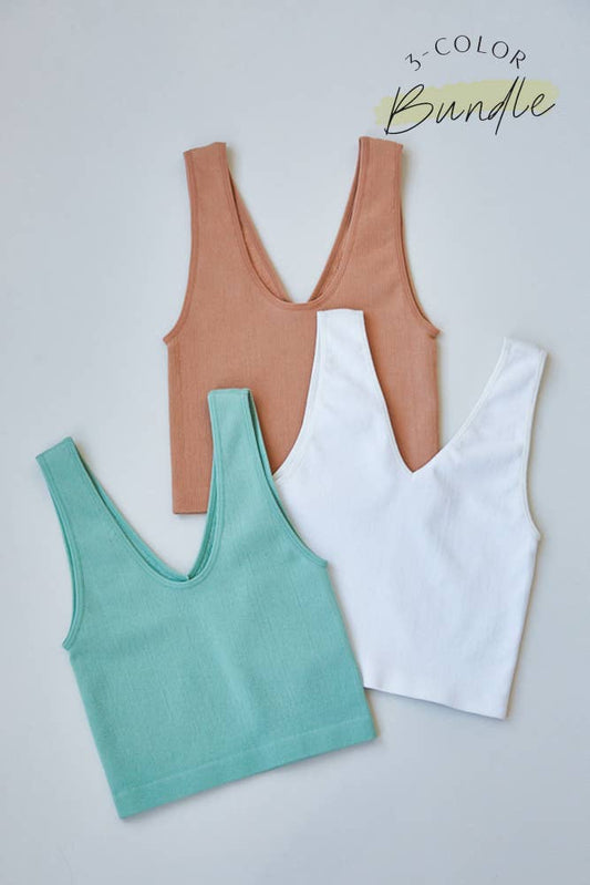 3 IN 1 BUNDLE PACK High Quality UV Neck Crop Tank Top