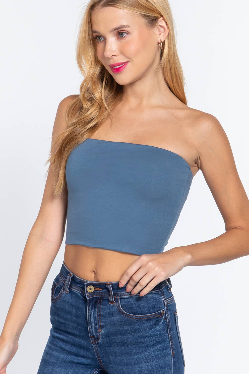 Fitted Crop Tube Cotton Spandex Top