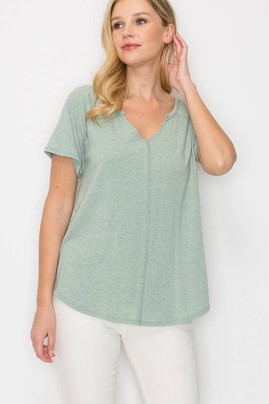 Women's Solid V-Neck Top