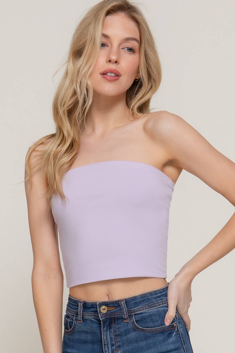Fitted Crop Tube Cotton Spandex Top