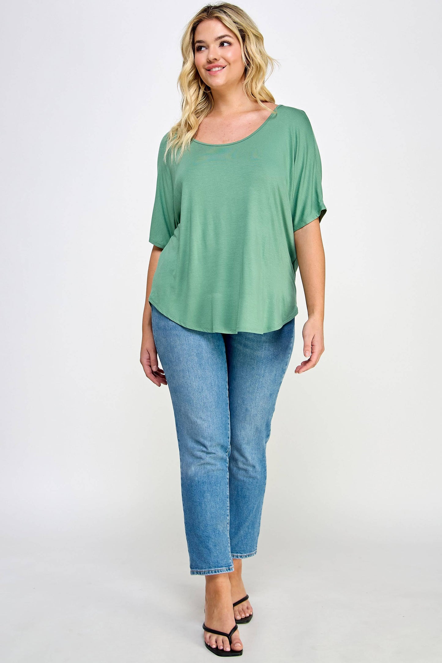 Plus Size Dolman Tee with Back Cutout